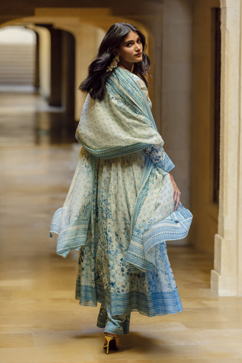 Aluma Mul Anarkali Set - Powder Blue, Powder Blue, image 2